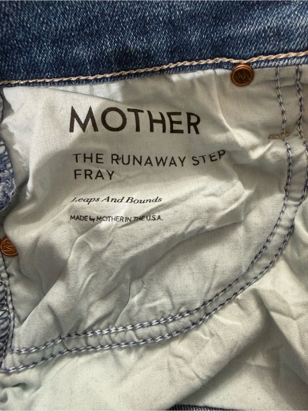 MOTHER Blue Mid-Rise Flare Jeans with Raw Hem - Picture 5 of 5